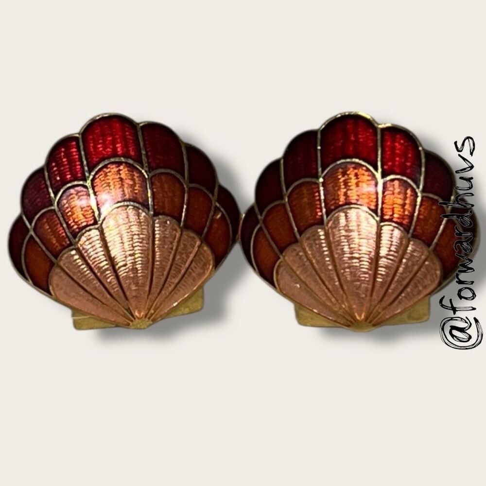 Bundle Sale 3 for $15 | Vintage Cloisonné-Style Enamel Seashell Earrings